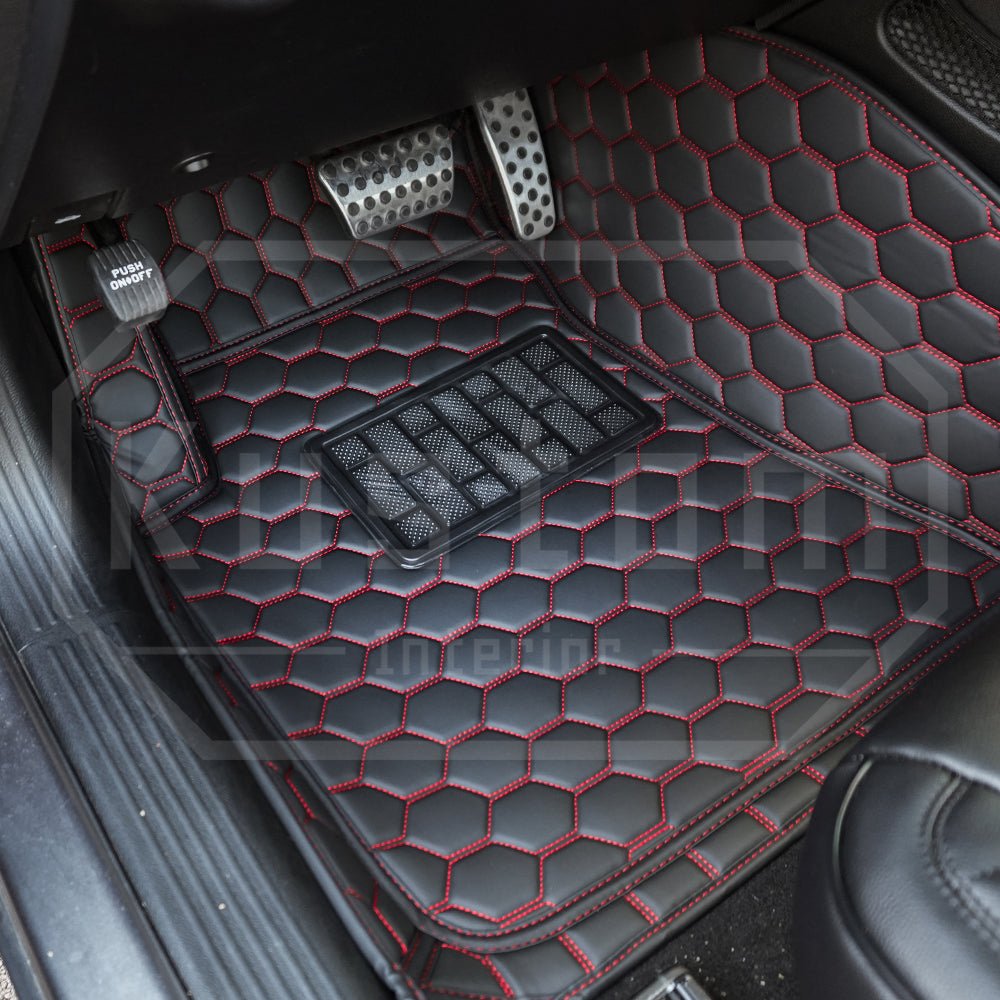 2015 - 2025 Dodge Challenger Honeycomb Leather Floor Mat